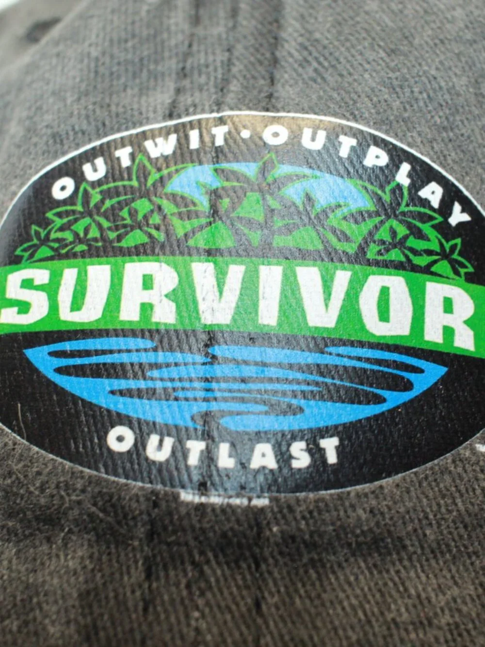 Survivor Distressed Black 100% Cotton Baseball Hat - Outwit-Outplay-Outlast